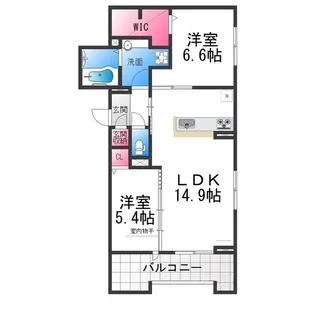 シャルム三国丘【3階】の間取り