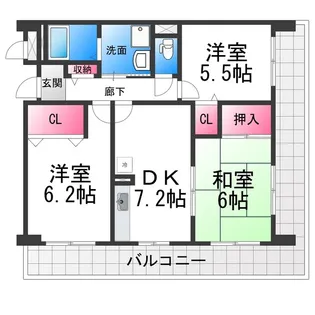 ロトルア【2D号室】の間取り