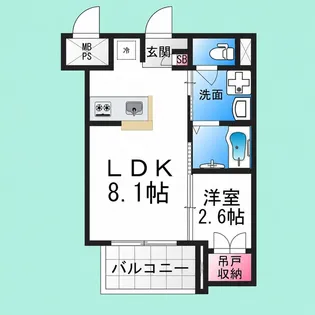 西湊町ジーイー・ディス【1階】の間取り