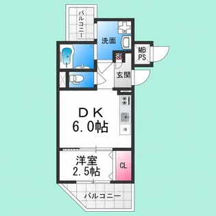 西湊町ジーイー・ディス【4階】の間取り
