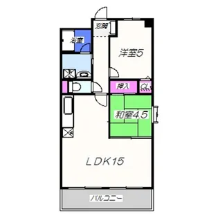 パークテラス北花田【208号室】の間取り