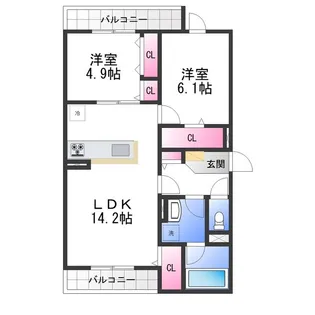 D-residence西野 A棟【3階】の間取り