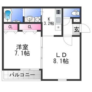 フジパレス関茶屋N【1階】の間取り