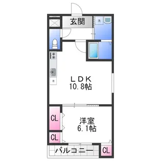 フジパレス北野田Ⅲ番館【2階】の間取り