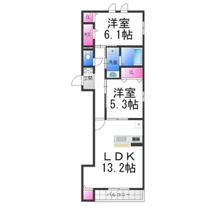 ロイズパレス中百舌鳥WEST【2階】の間取り