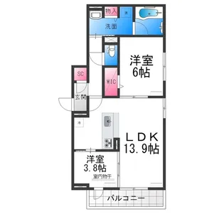 クラシスト新金岡【303号室】の間取り