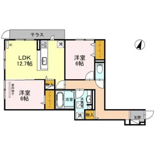 ハピネス三国ヶ丘【1階】の間取り