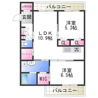 ファイブヒルズ欅【2-308号室】の間取り