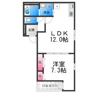 ラヴェリテ鳳【1階】の間取り