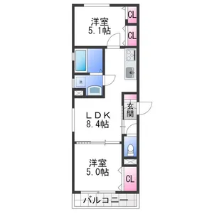 クリエオーレ南新町【3階】の間取り