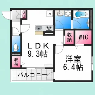 カシータ北三国ヶ丘【1階】の間取り