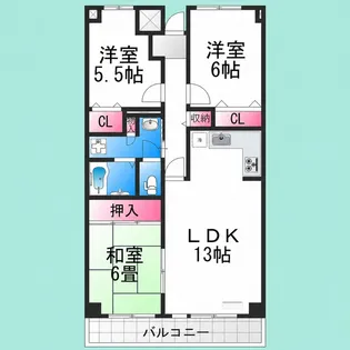 サザンコート堺【3階】の間取り