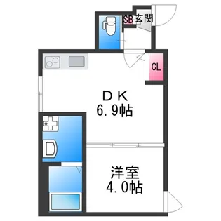 F asecia Pur 湊【105号室】の間取り