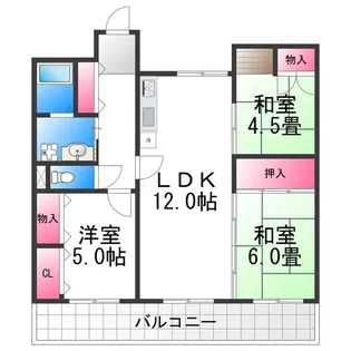 ソルレヴェンテ平岡【104号室】の間取り