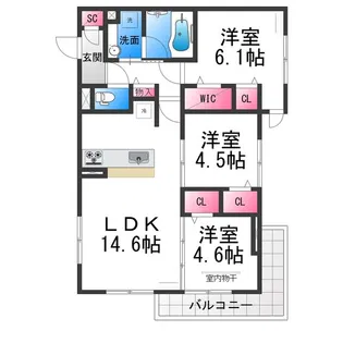 フォレストガーデン北花田【303号室】の間取り