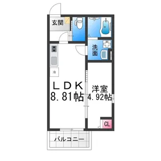 シャンティ北長尾【101号室】の間取り