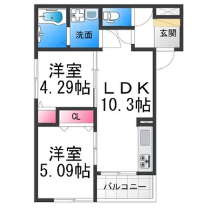 ヴェルメゾン堺北条町【2階】の間取り