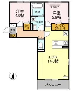 Villa Pino美原【1階】の間取り