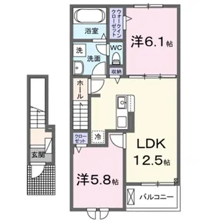 ゾーナ・ヴェルデⅠ番館【2階】の間取り