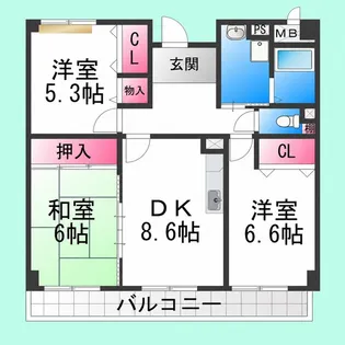 コージーオオトリ【2階】の間取り