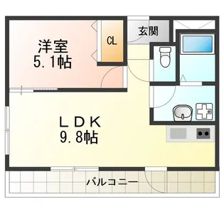 1LDKの間取り画像