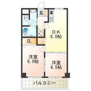 オークコート殿辻【1階】の間取り