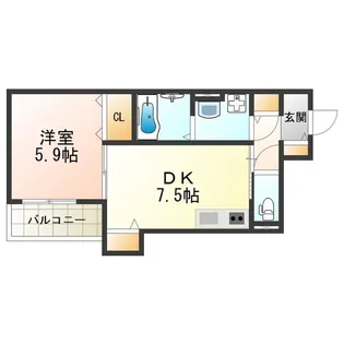 クリエオーレ照ヶ丘Ⅱ【104号室】の間取り