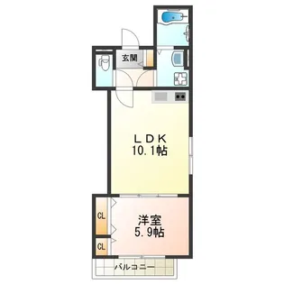 クリエオーレ照ヶ丘Ⅰ【3階】の間取り