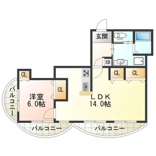 シャトー長居【703号室】の間取り