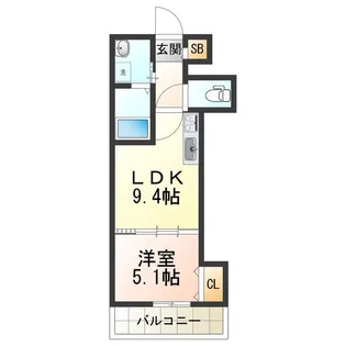 クリエオーレ東住吉Ⅰ【102号室】の間取り