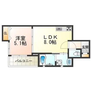 クリエオーレ安立【3階】の間取り