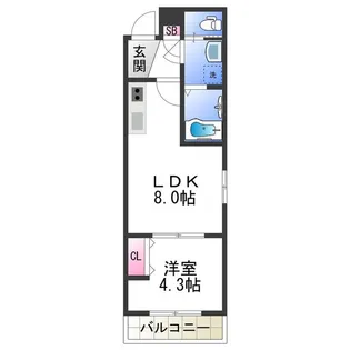 H−maison平野WEST【103号室】の間取り