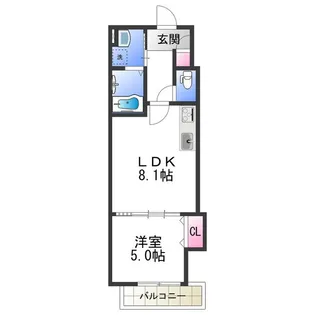 クリエオーレ瓜破【302号室】の間取り