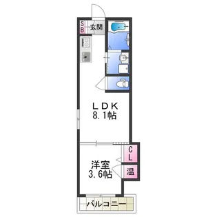ラ・セーヌ安立【1階】の間取り