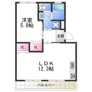 パークハイツ長居【4階】の間取り
