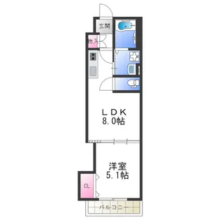 クリエオーレ瓜破東【0102号室】の間取り