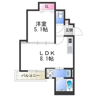 クリエオーレ瓜破東【1階】の間取り
