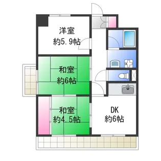 ハイツ長居21【4階】の間取り
