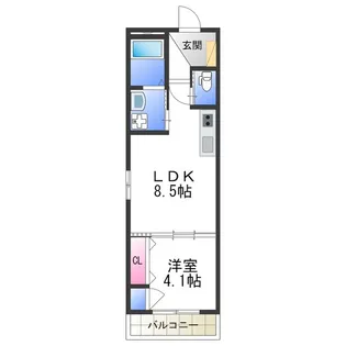 ジョイフル矢田【201号室】の間取り
