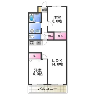 おりおのサニーハイツ【4階】の間取り