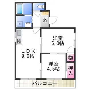シティハイム長居公園通【2階】の間取り