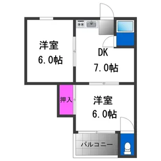 大和川パピレス【302号室】の間取り