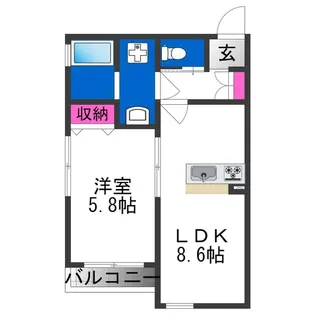 Glicina南巽vient【3階】の間取り