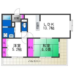 シエル・ピュール田辺【304号室】の間取り