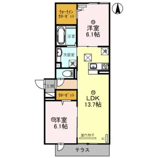 モンシャトーブラン【0102号室】の間取り