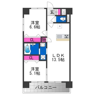スクエアコート加美【6階】の間取り