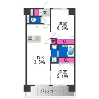 スクエアコート加美【703号室】の間取り