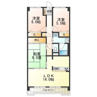 CASSIA南住吉【2階】の間取り