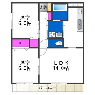 ラシーヌ御崎【6階】の間取り