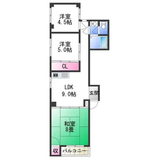 ライフ遠里小野【3階】の間取り